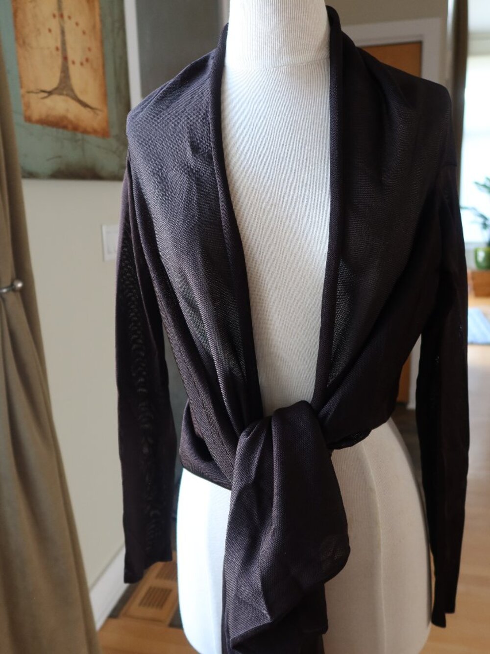 Herve Leger Paris wrap/jacket/sweater with sleeves in brown $500 size M